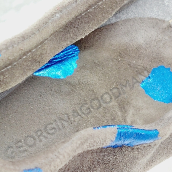 Georgina Goodman Suede Grey with Blue Dots Slip On Ballet Flats C186 - Picture 9 of 12